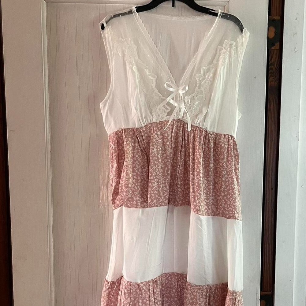 pink and white sundress